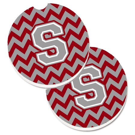 Carolines Treasures Letter S Chevron Crimson and Grey Cup Holder Car Coaster, PK2 CJ1043-SCARC